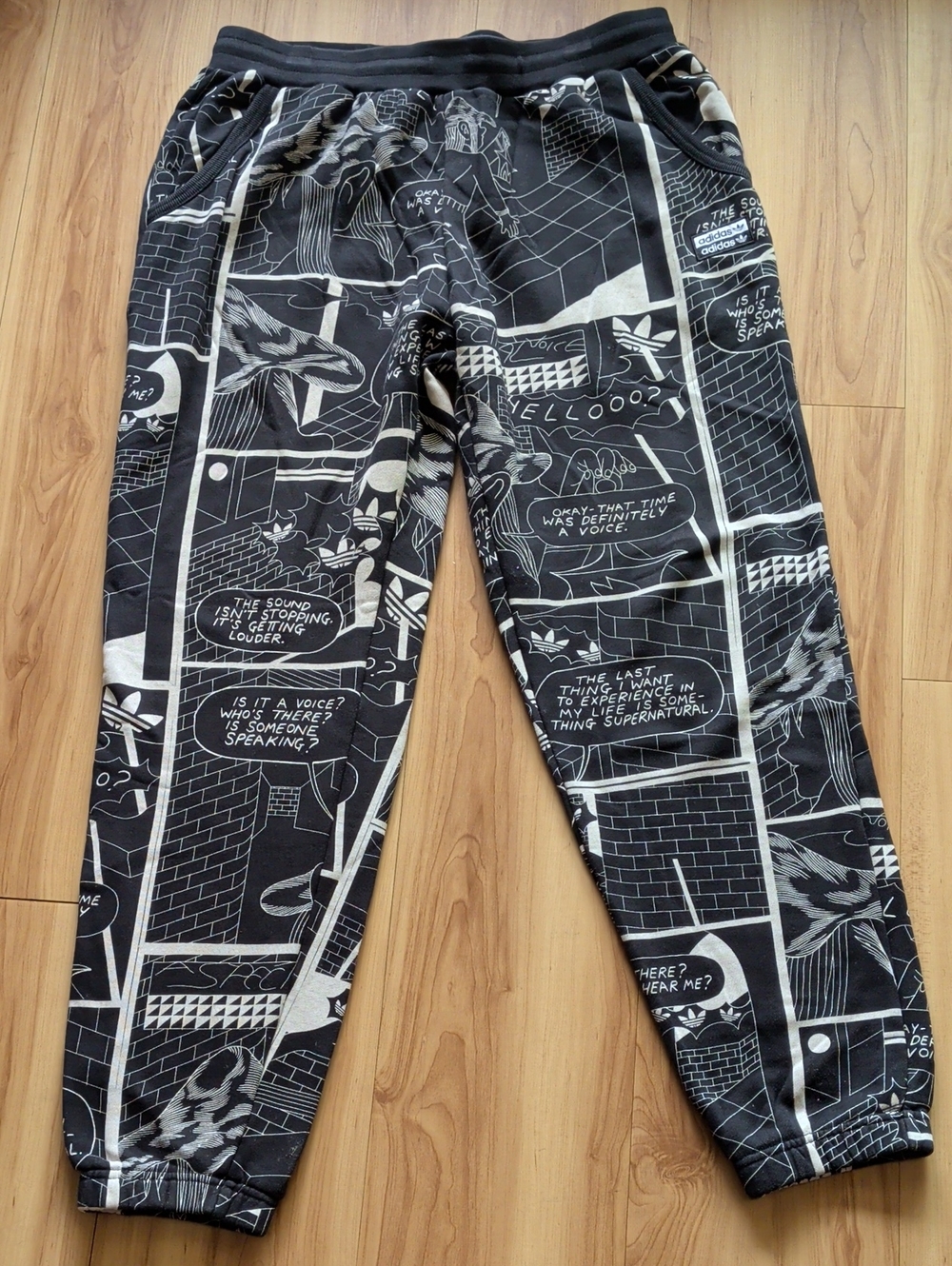 adidas Black & Cream Comic-Panel Jogger Sweatpants